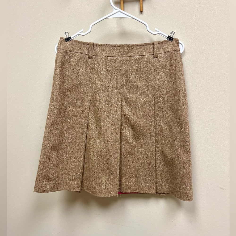 BNWT 🌸 Lilly Pulitzer Sophia Pleated Wool Skirt in Chocolate Brown Pepper Tweed